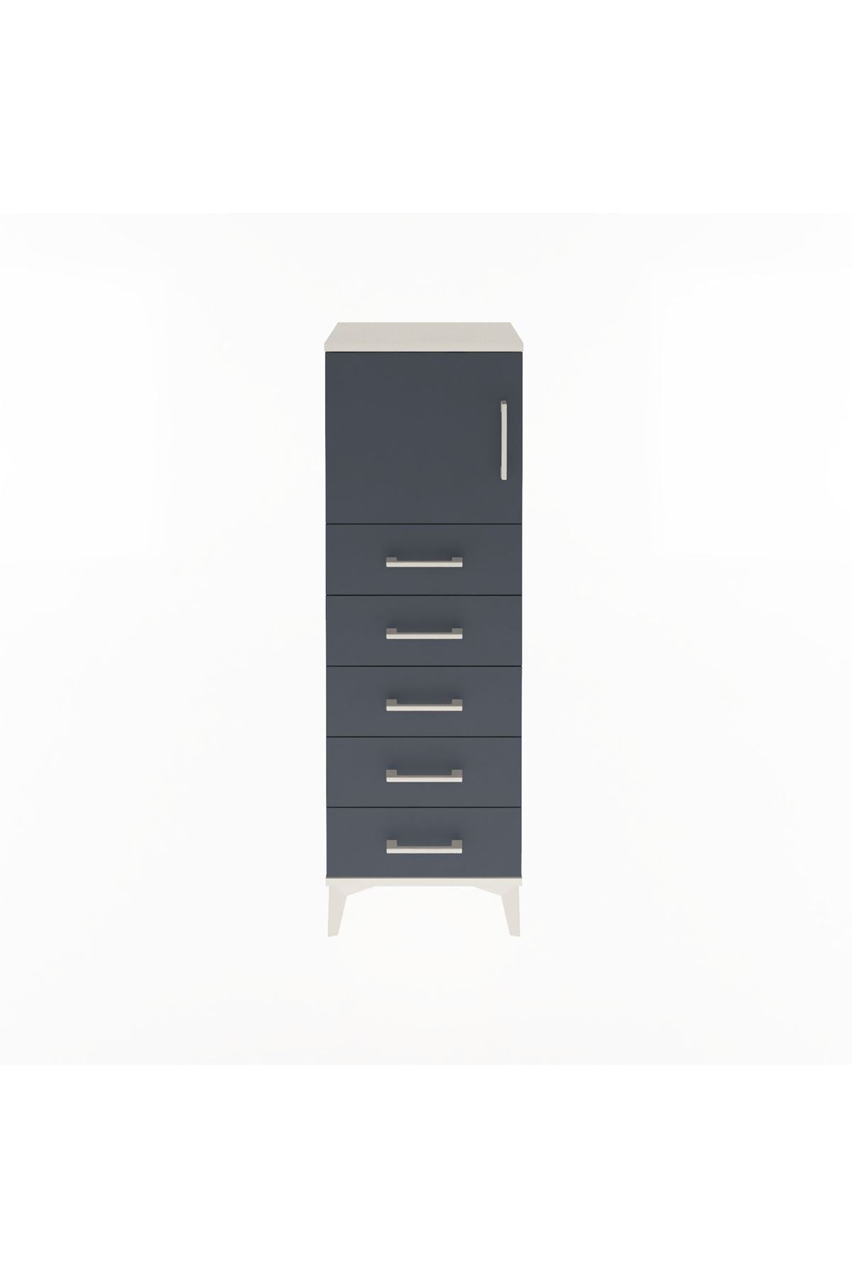 Arges Dolap Tek Raflı 5 Çekmeceli Tek Kapaklı 44x30x134 - S16M074V2A