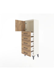 Arges Dolap Tek Raflı 5 Çekmeceli Tek Kapaklı 44x30x134 - S16M074V3A