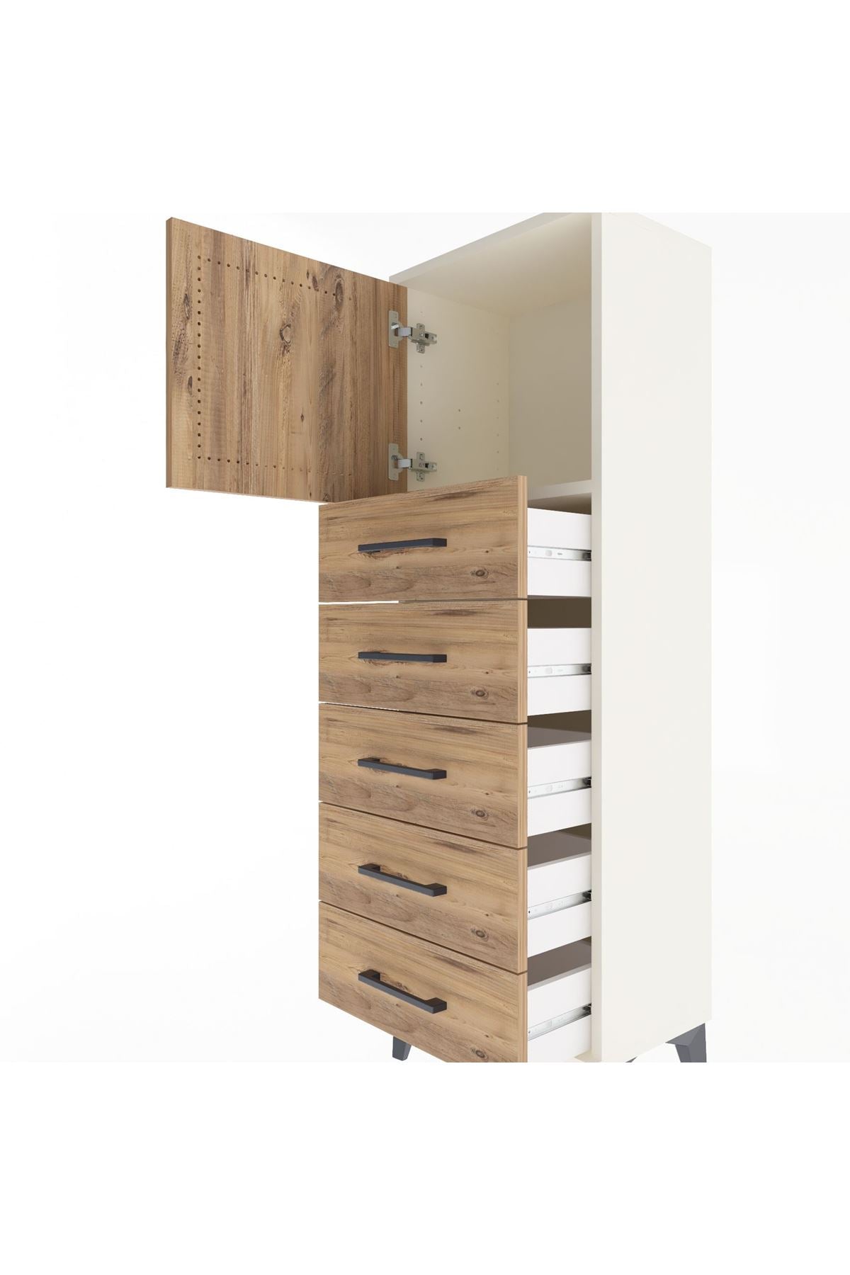 Arges Dolap Tek Raflı 5 Çekmeceli Tek Kapaklı 44x30x134 - S16M074V3A