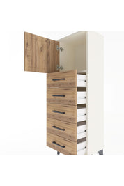 Arges Dolap Tek Raflı 5 Çekmeceli Tek Kapaklı 44x30x134 - S16M074V3A