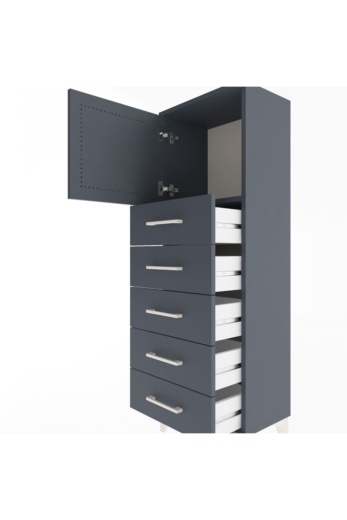 Arges Dolap Tek Raflı 5 Çekmeceli Tek Kapaklı 44x30x134 - S16M074V5A