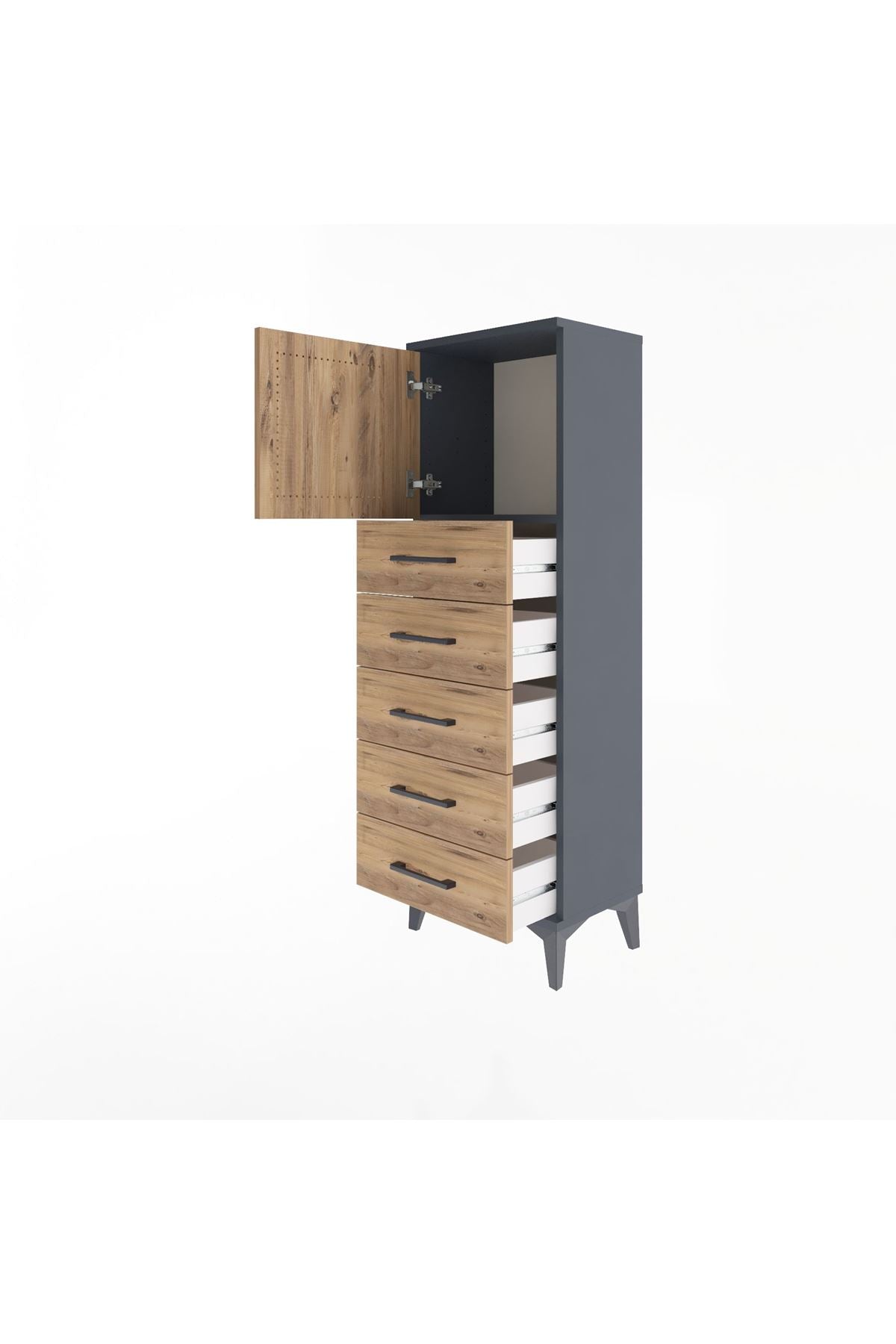Arges Dolap Tek Raflı 5 Çekmeceli Tek Kapaklı 44x30x134 - S16M074V6A