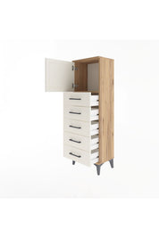 Arges Dolap Tek Raflı 5 Çekmeceli Tek Kapaklı 44x30x134 - S16M074V7A
