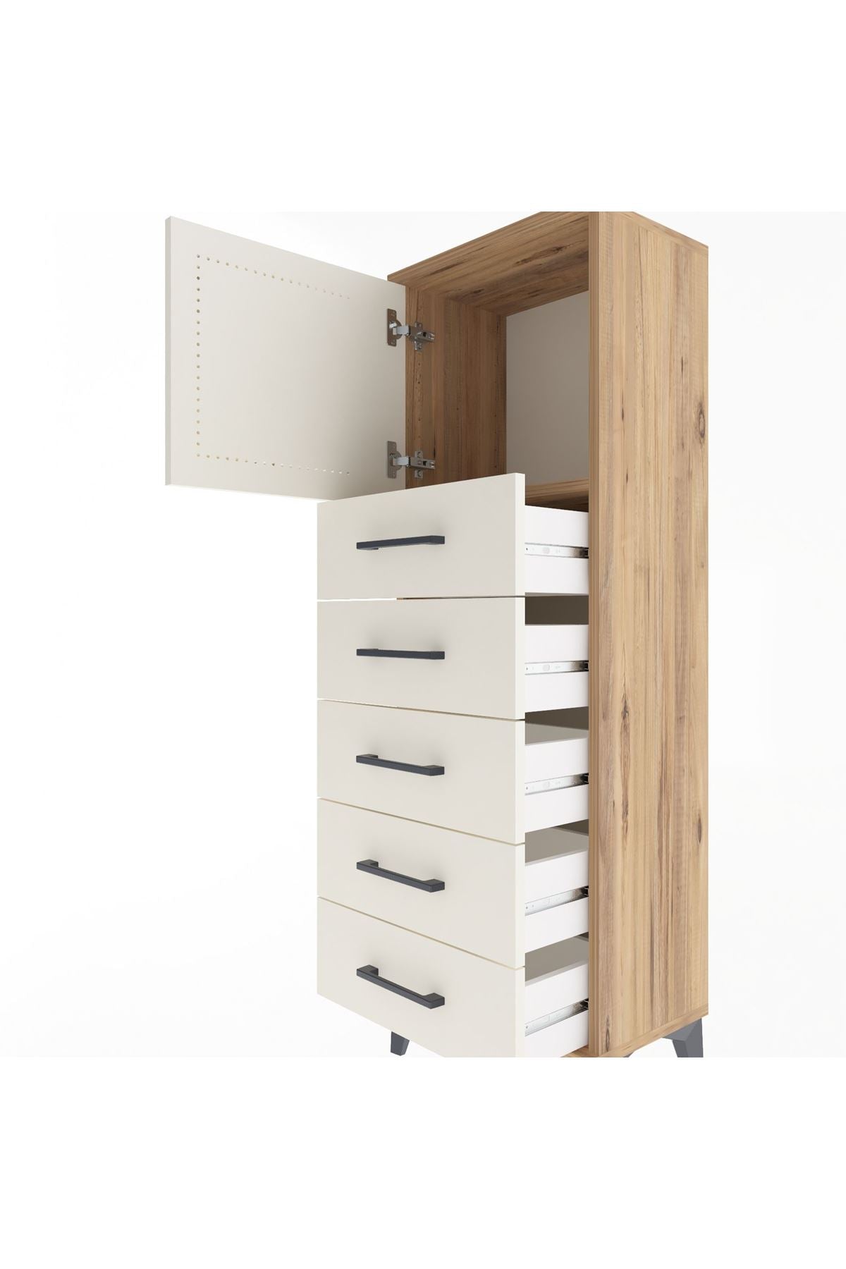 Arges Dolap Tek Raflı 5 Çekmeceli Tek Kapaklı 44x30x134 - S16M074V7A