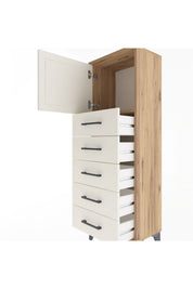 Arges Dolap Tek Raflı 5 Çekmeceli Tek Kapaklı 44x30x134 - S16M074V7A