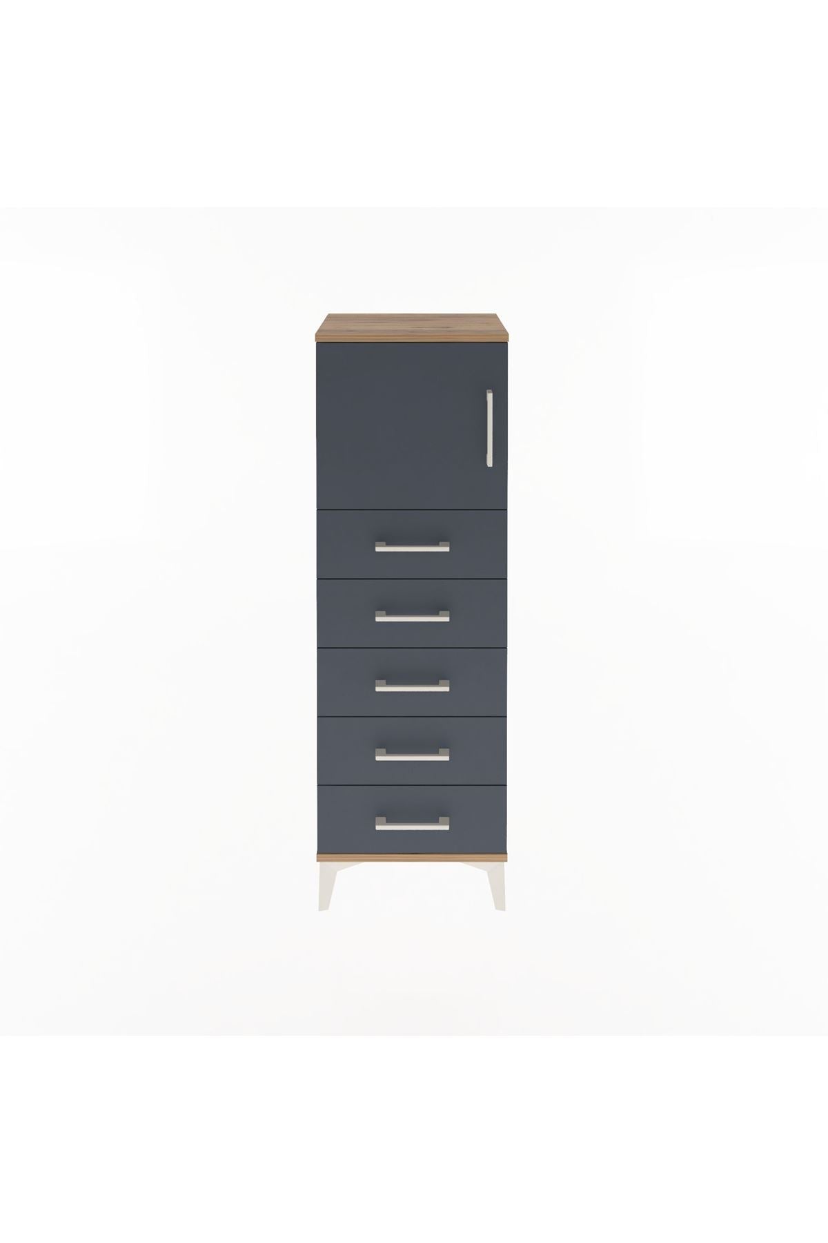 Arges Dolap Tek Raflı 5 Çekmeceli Tek Kapaklı 44x30x134 - S16M074V8A