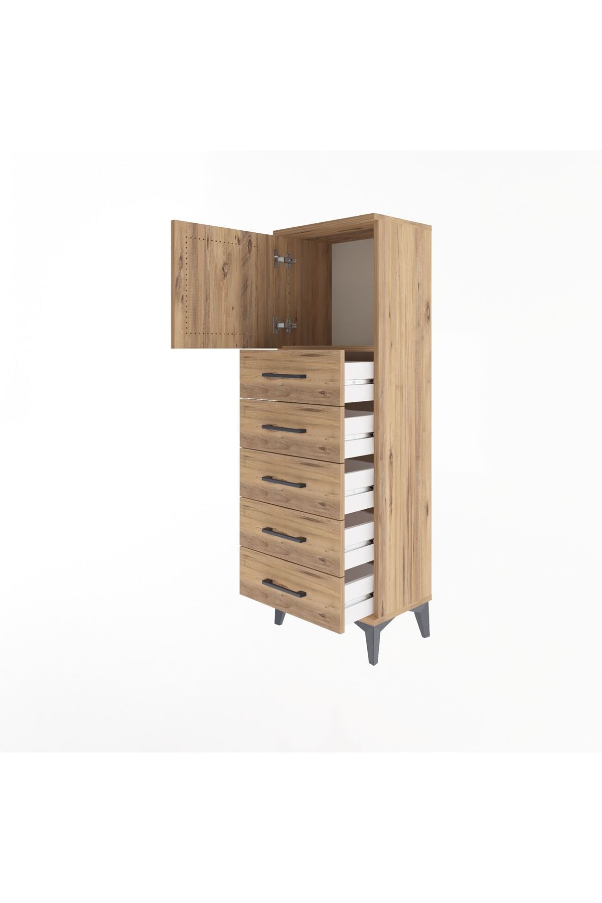 Arges Dolap Tek Raflı 5 Çekmeceli Tek Kapaklı 44x30x134 - S16M074V9A