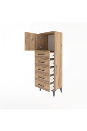 Arges Dolap Tek Raflı 5 Çekmeceli Tek Kapaklı 44x30x134 - S16M074V9A