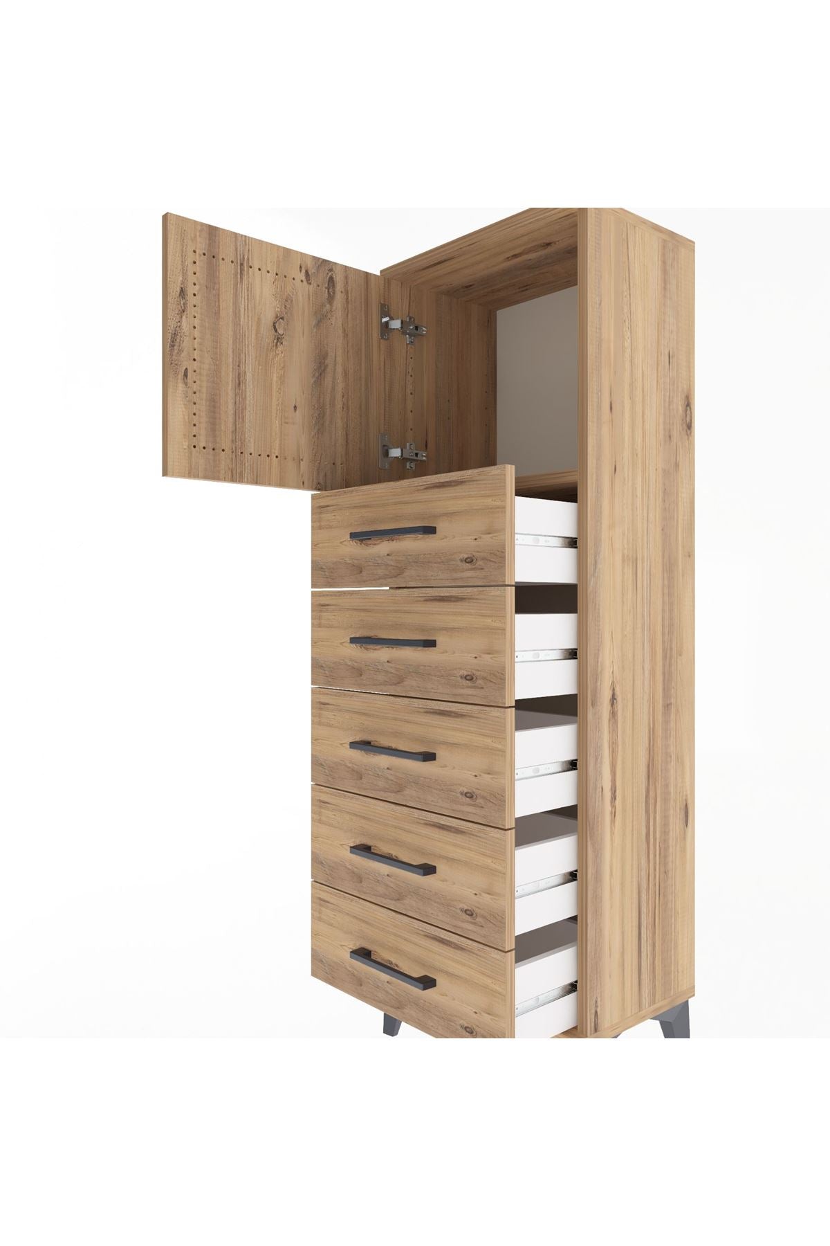 Arges Dolap Tek Raflı 5 Çekmeceli Tek Kapaklı 44x30x134 - S16M074V9A