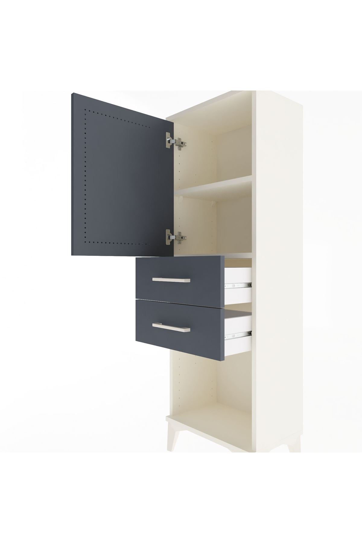 Arges Dolap 2 Raflı 2 Çekmeceli Tek Kapaklı 44x30x134 - S16M038V2A