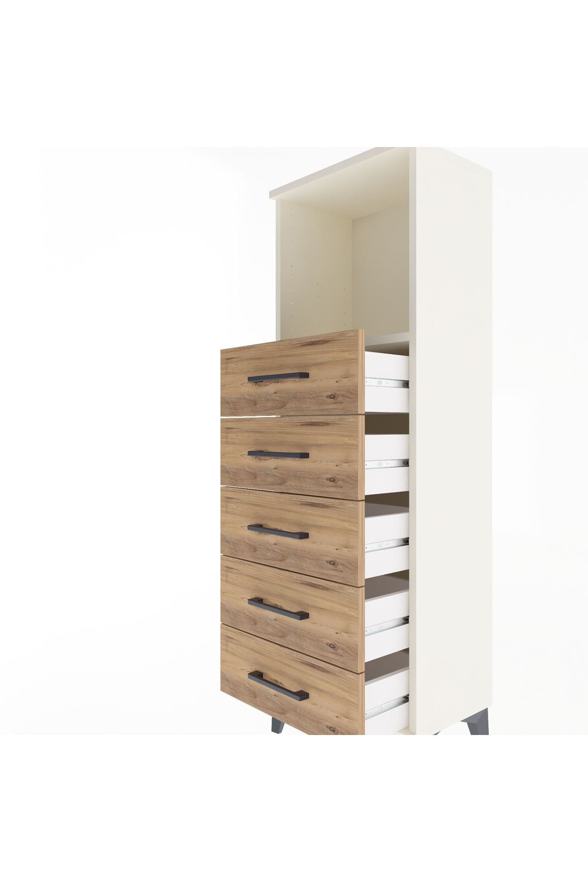 Arges Dolap Tek Raflı 5 Çekmeceli 44x30x134 - S16M075V3A