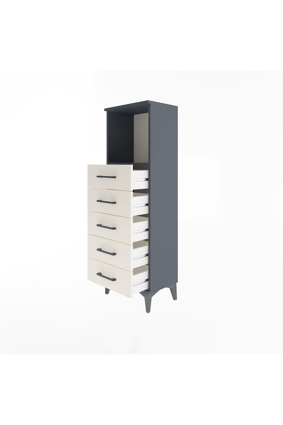 Arges Dolap Tek Raflı 5 Çekmeceli 44x30x134 - S16M075V4A