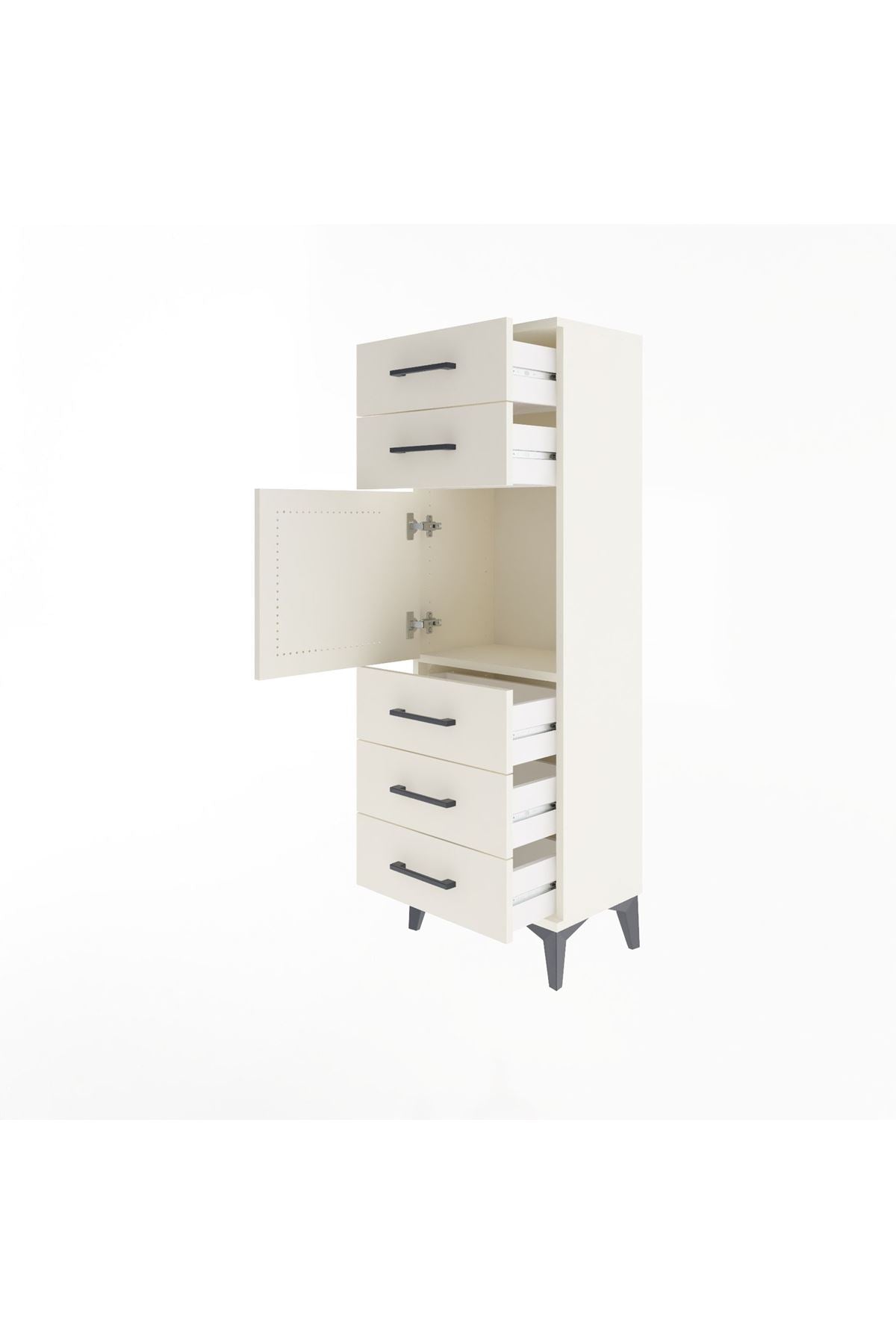 Arges Dolap Tek Raflı 5 Çekmeceli Tek Kapaklı 44x30x134 - S16M076V1A