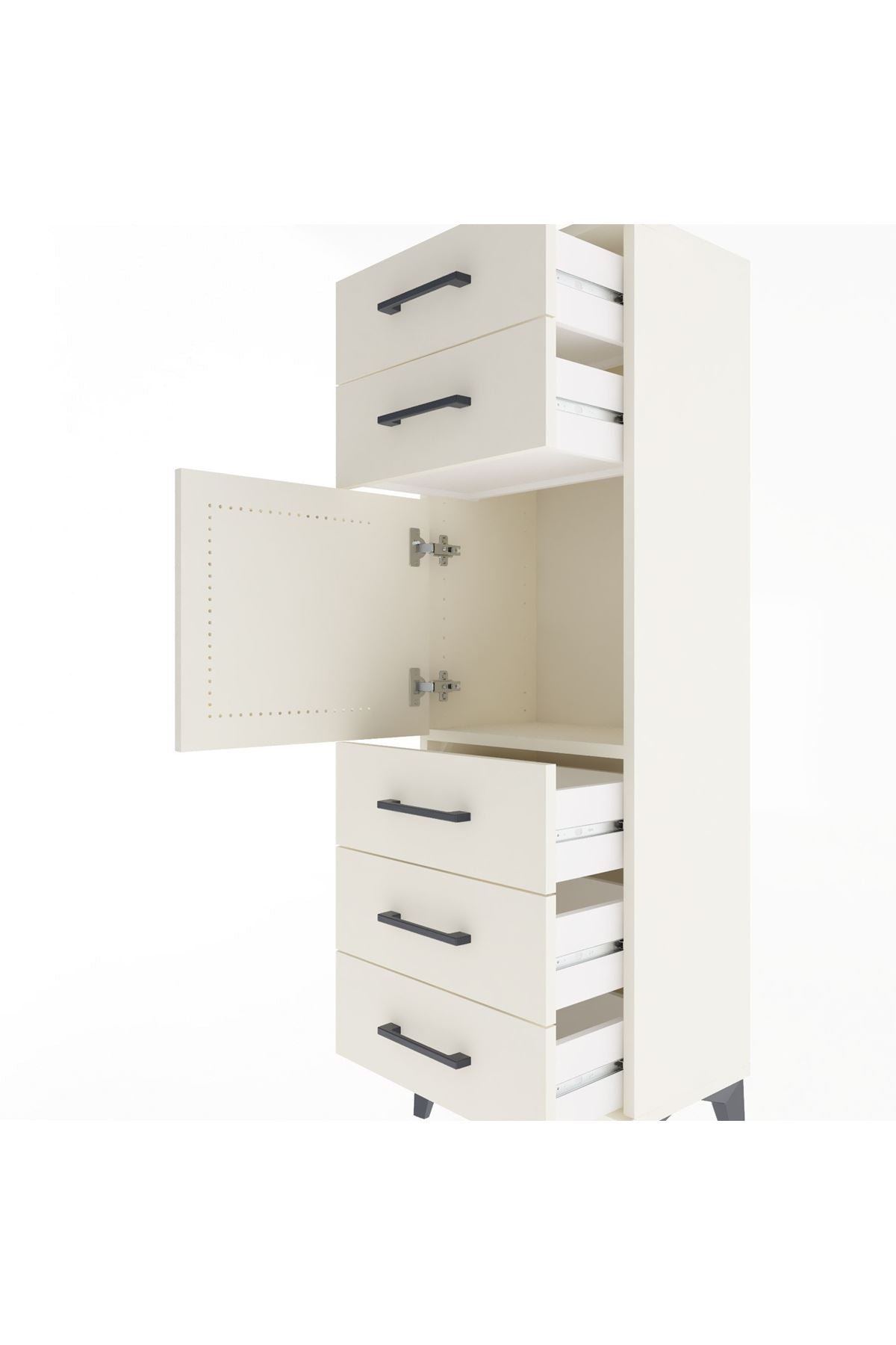 Arges Dolap Tek Raflı 5 Çekmeceli Tek Kapaklı 44x30x134 - S16M076V1A