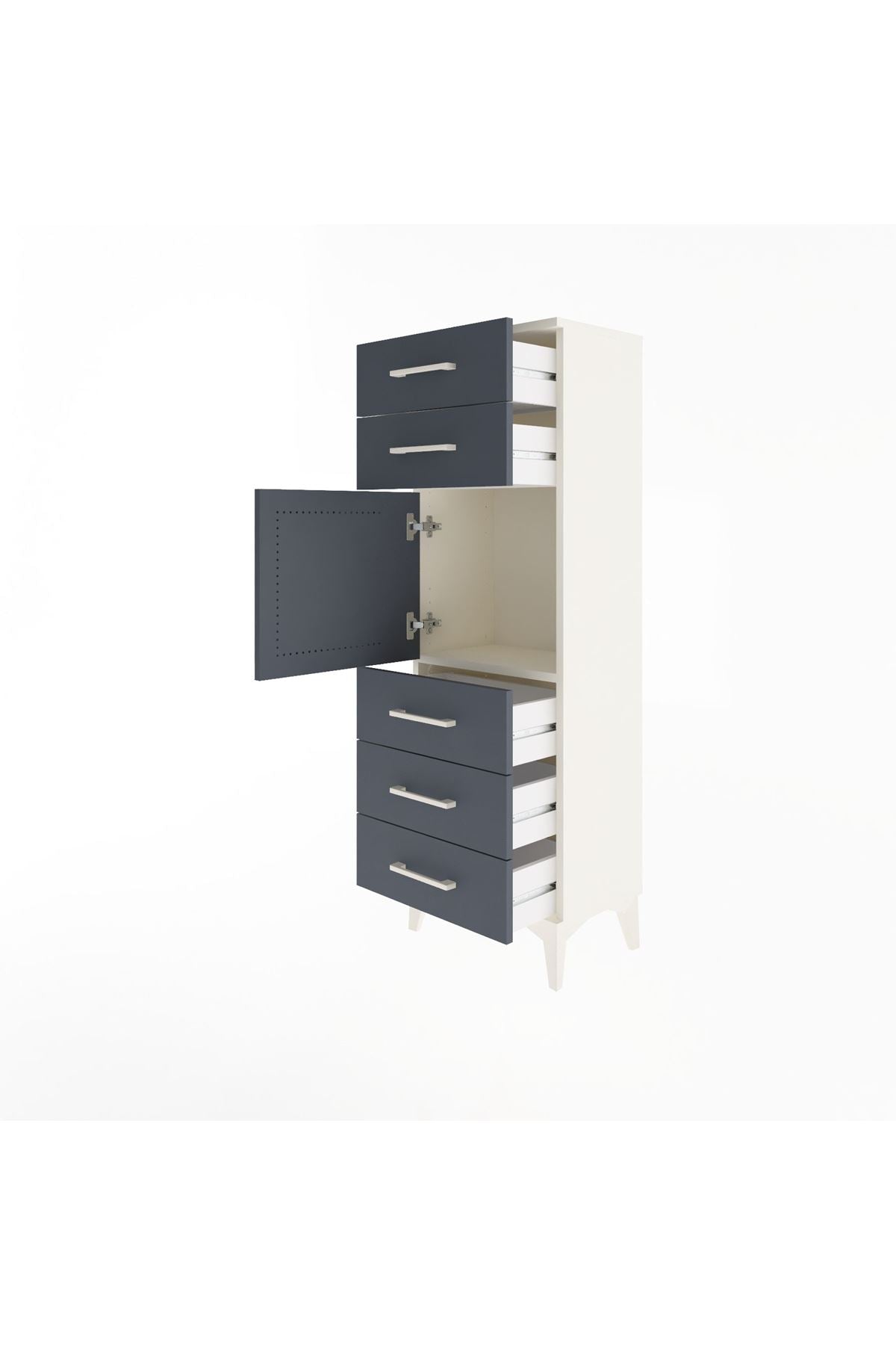 Arges Dolap Tek Raflı 5 Çekmeceli Tek Kapaklı 44x30x134 - S16M076V2A