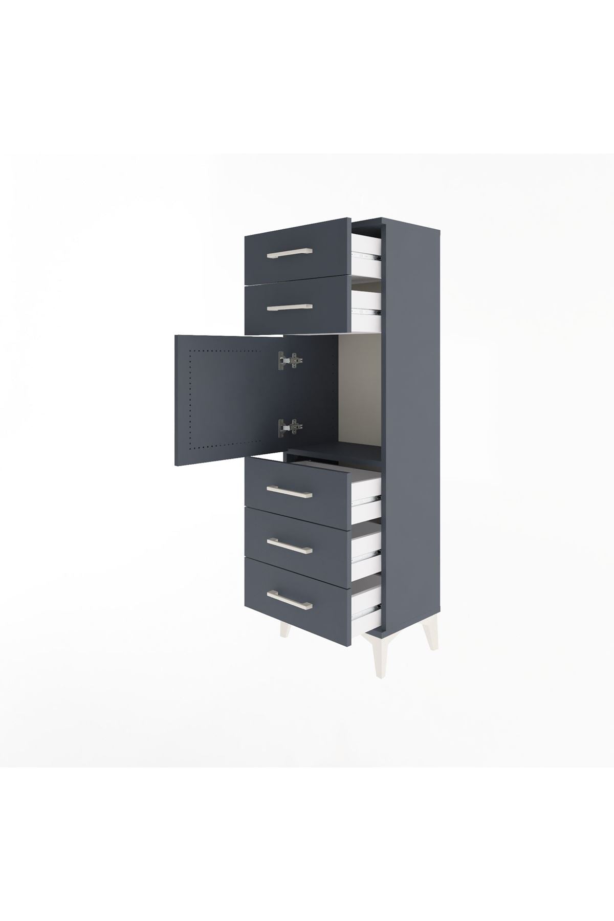 Arges Dolap Tek Raflı 5 Çekmeceli Tek Kapaklı 44x30x134 - S16M076V5A