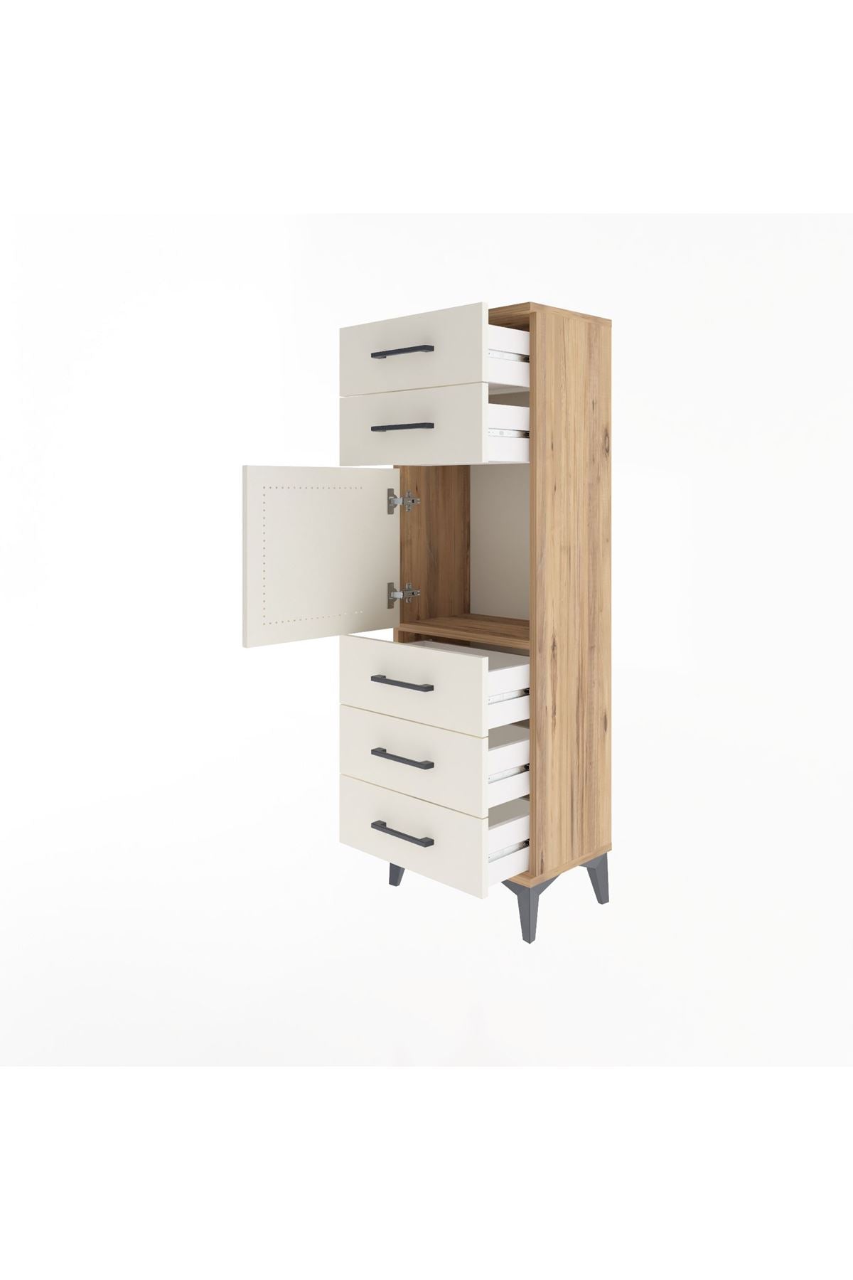 Arges Dolap Tek Raflı 5 Çekmeceli Tek Kapaklı 44x30x134 - S16M076V7A