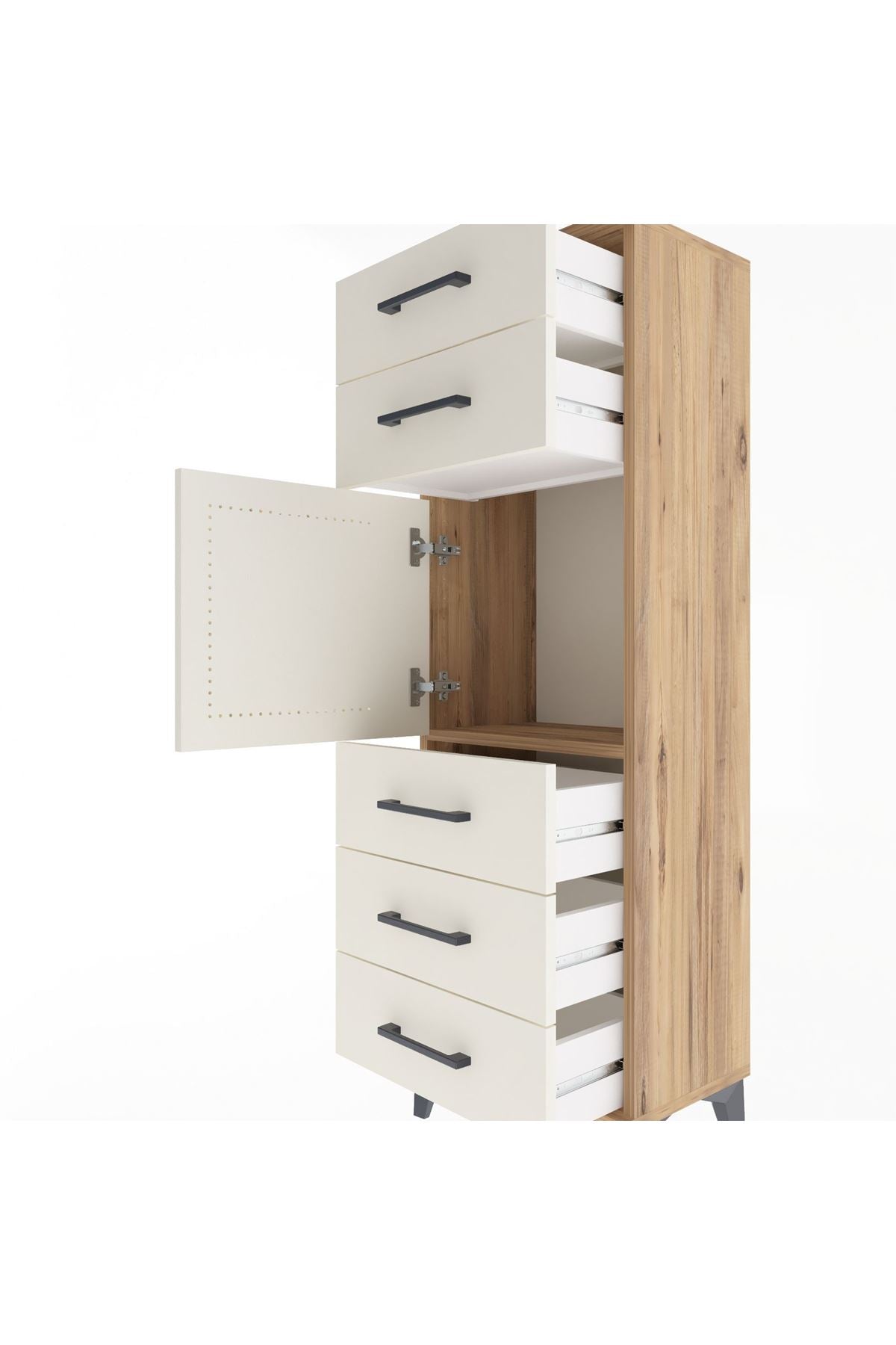 Arges Dolap Tek Raflı 5 Çekmeceli Tek Kapaklı 44x30x134 - S16M076V7A