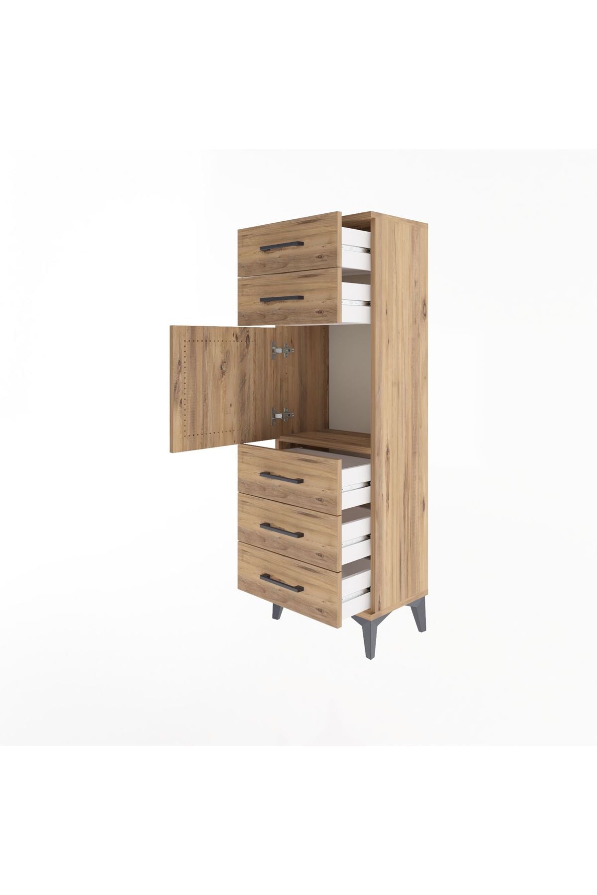 Arges Dolap Tek Raflı 5 Çekmeceli Tek Kapaklı 44x30x134 - S16M076V9A