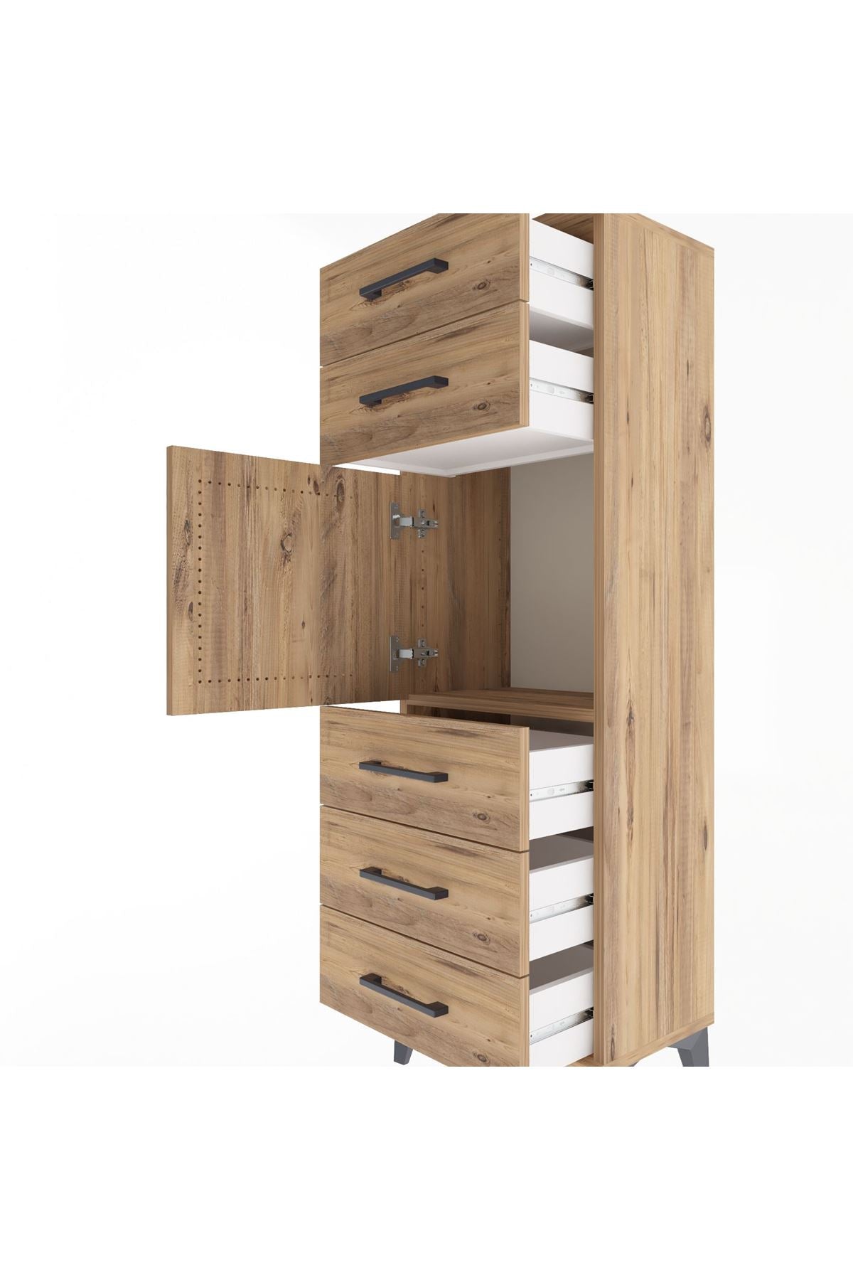 Arges Dolap Tek Raflı 5 Çekmeceli Tek Kapaklı 44x30x134 - S16M076V9A