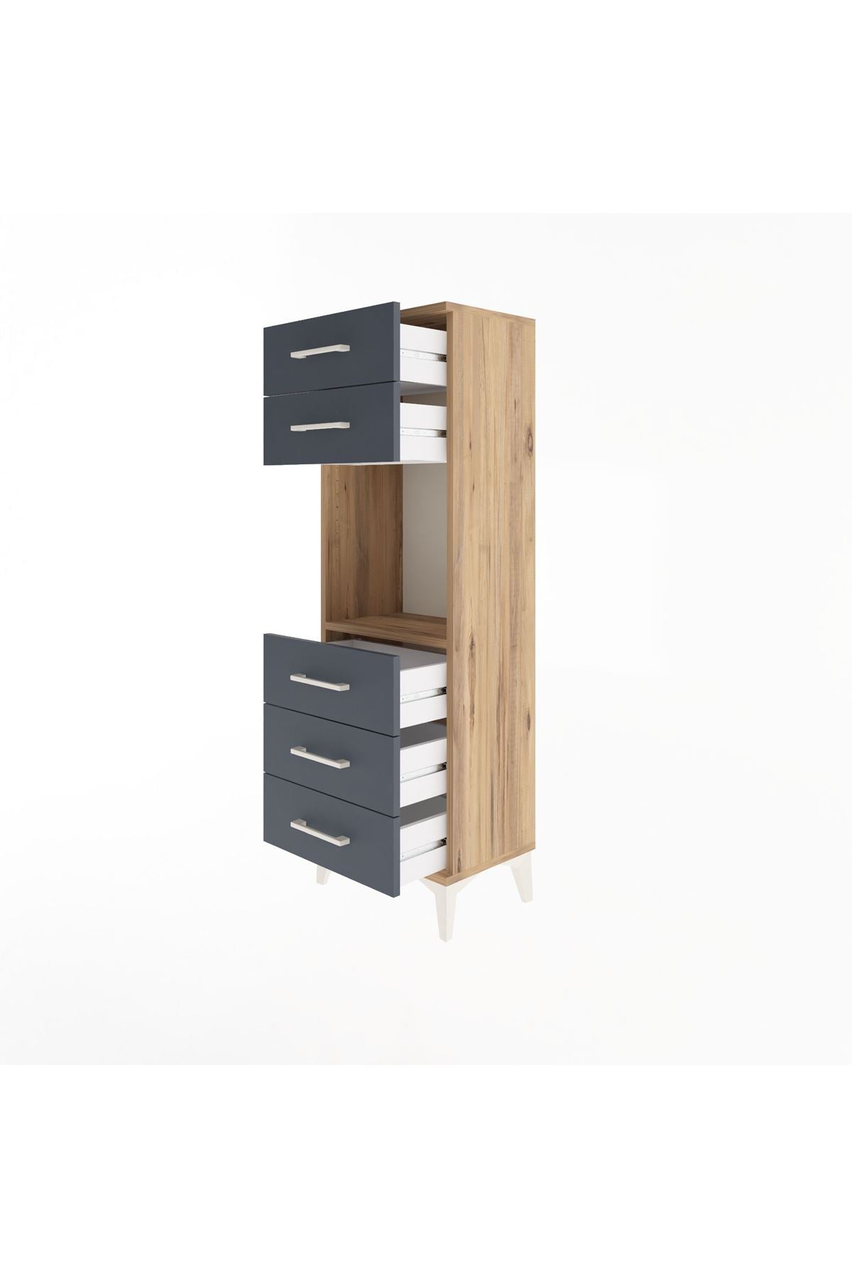 Arges Dolap Tek Raflı 5 Çekmeceli 44x30x134 - S16M077V8A