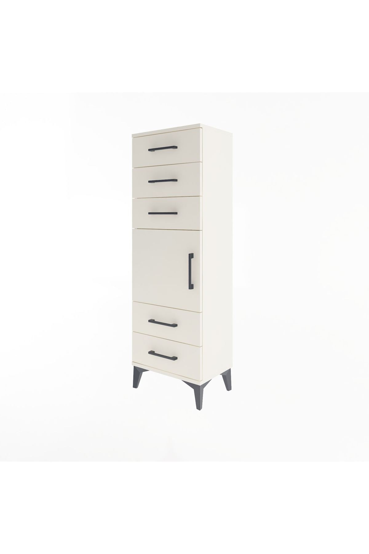 Arges Dolap Tek Raflı 5 Çekmeceli Tek Kapaklı 44x30x134 - S16M078V1A