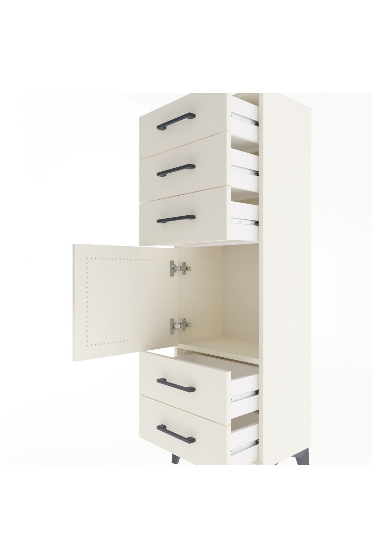 Arges Dolap Tek Raflı 5 Çekmeceli Tek Kapaklı 44x30x134 - S16M078V1A