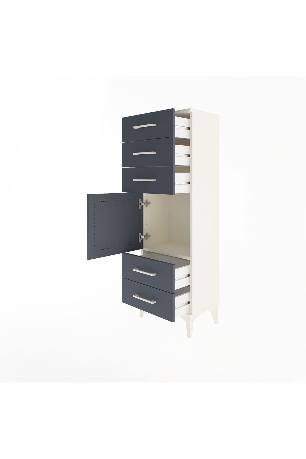 Arges Dolap Tek Raflı 5 Çekmeceli Tek Kapaklı 44x30x134 - S16M078V2A