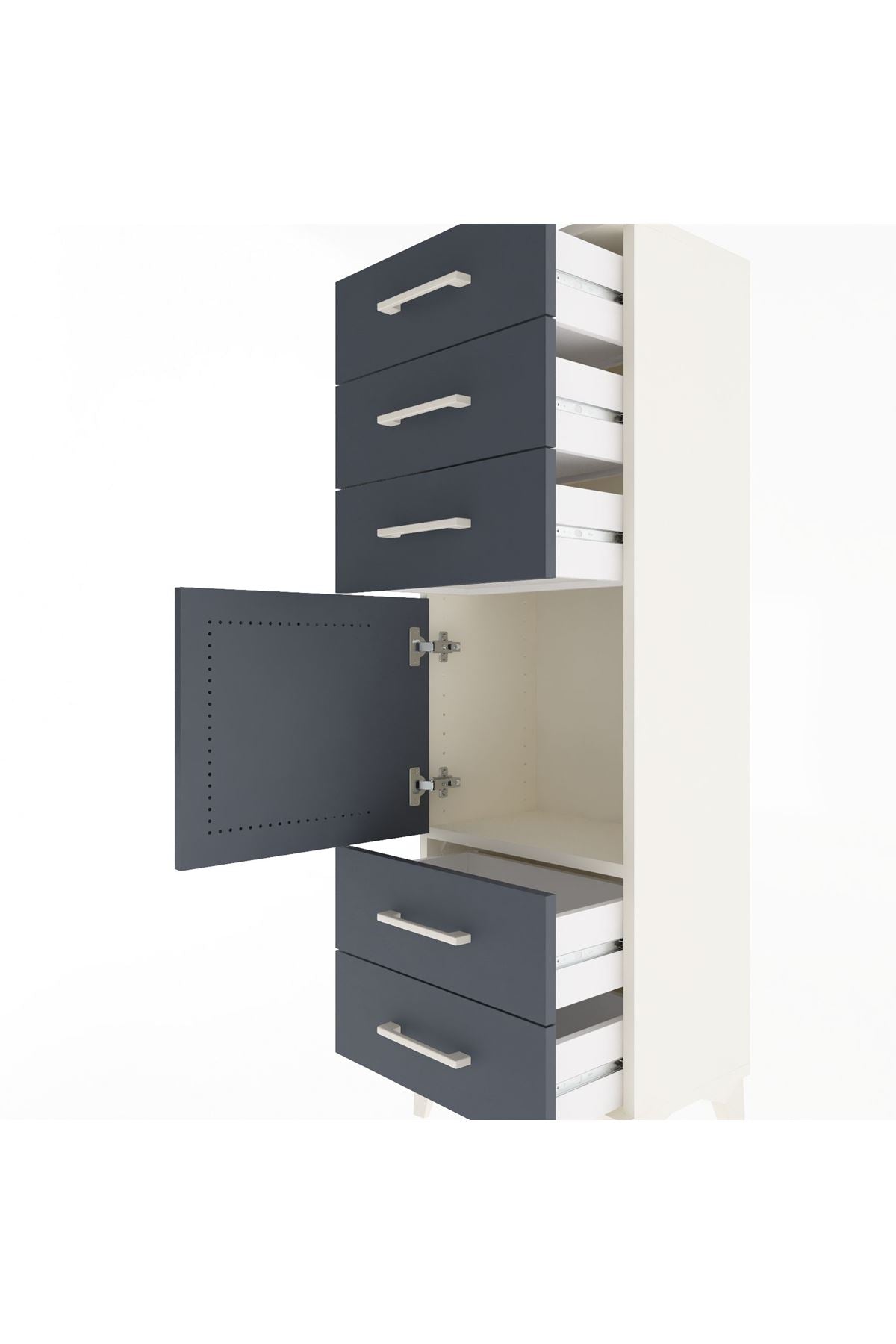 Arges Dolap Tek Raflı 5 Çekmeceli Tek Kapaklı 44x30x134 - S16M078V2A