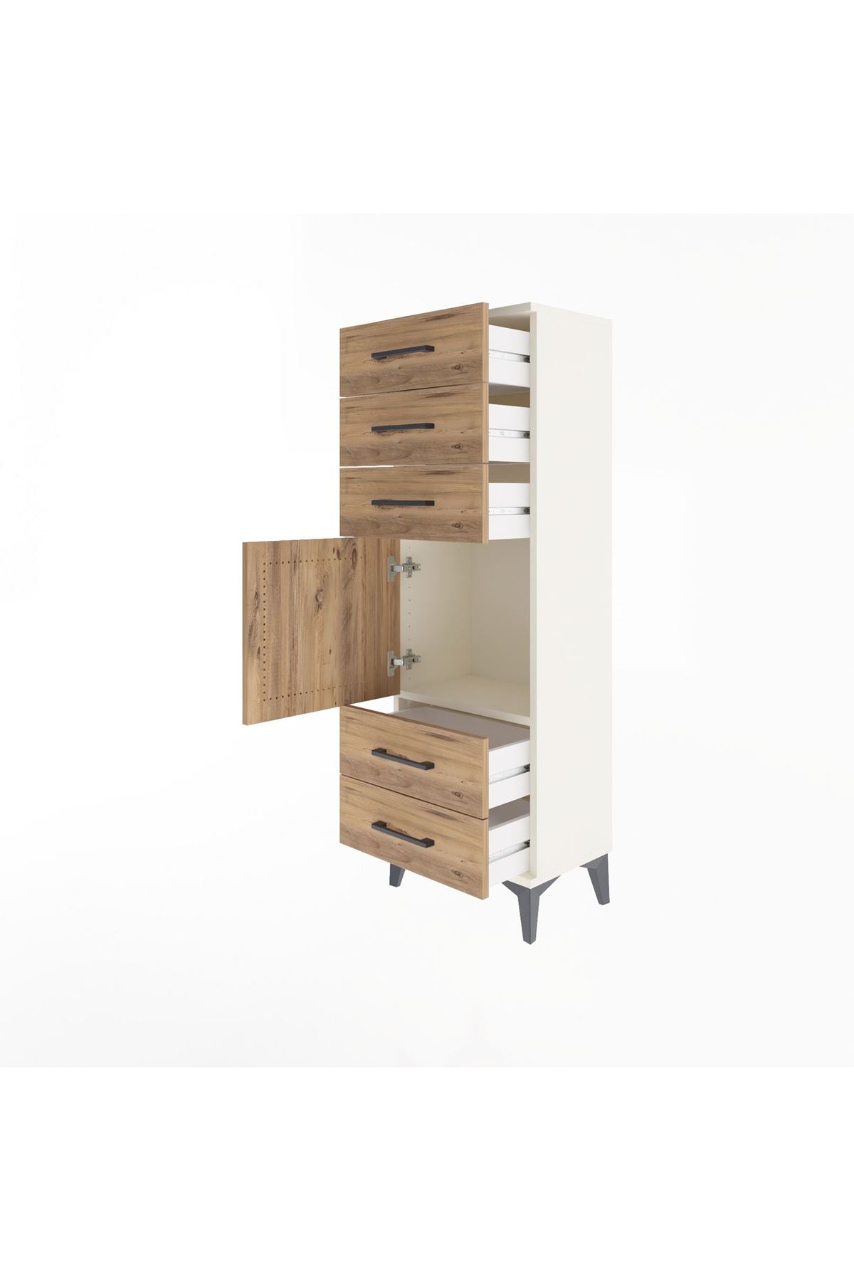 Arges Dolap Tek Raflı 5 Çekmeceli Tek Kapaklı 44x30x134 - S16M078V3A