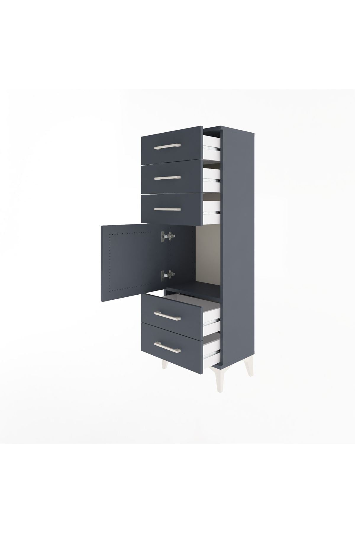 Arges Dolap Tek Raflı 5 Çekmeceli Tek Kapaklı 44x30x134 - S16M078V5A