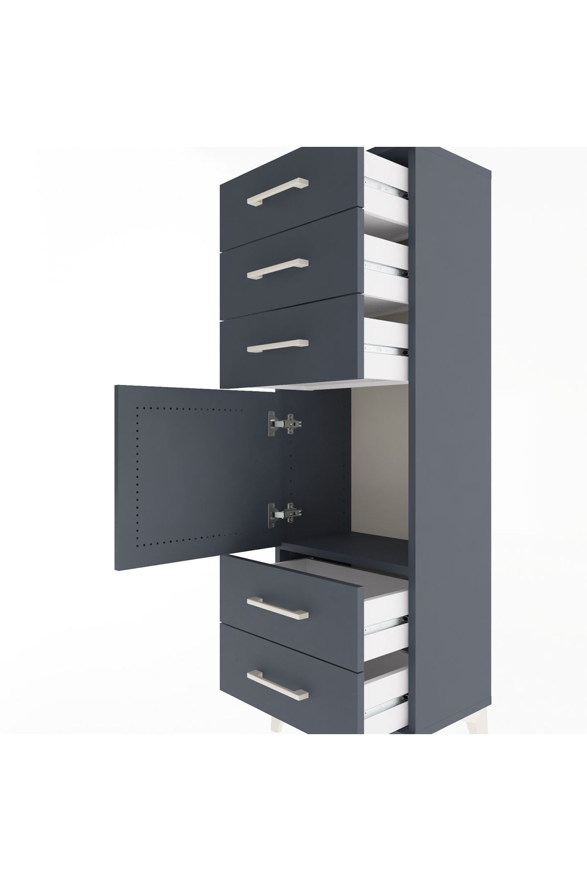 Arges Dolap Tek Raflı 5 Çekmeceli Tek Kapaklı 44x30x134 - S16M078V5A