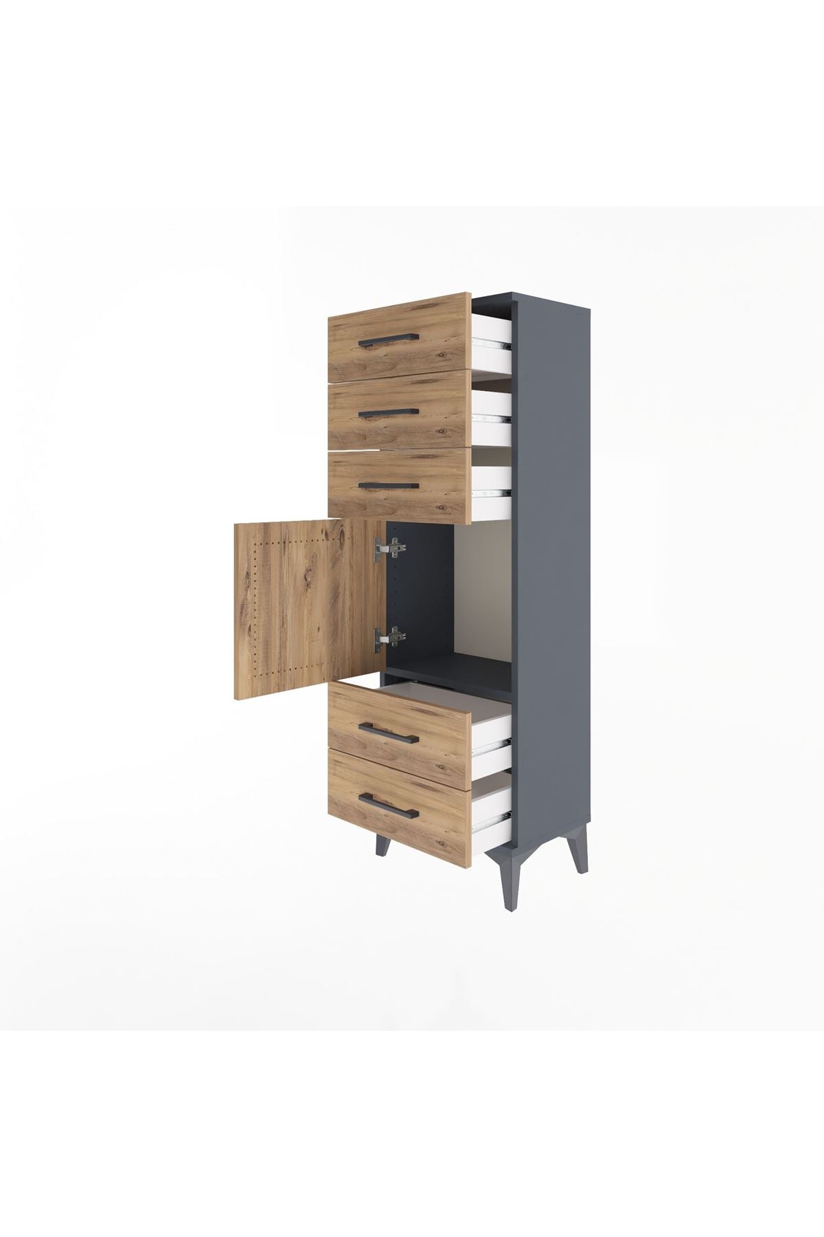 Arges Dolap Tek Raflı 5 Çekmeceli Tek Kapaklı 44x30x134 - S16M078V6A