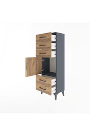 Arges Dolap Tek Raflı 5 Çekmeceli Tek Kapaklı 44x30x134 - S16M078V6A