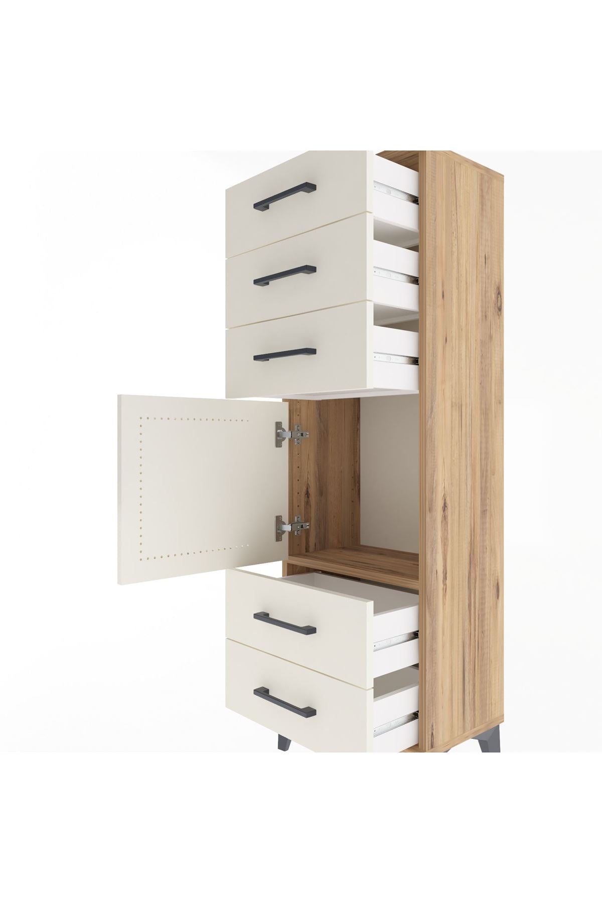 Arges Dolap Tek Raflı 5 Çekmeceli Tek Kapaklı 44x30x134 - S16M078V7A