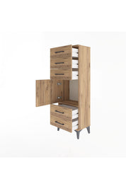 Arges Dolap Tek Raflı 5 Çekmeceli Tek Kapaklı 44x30x134 - S16M078V9A