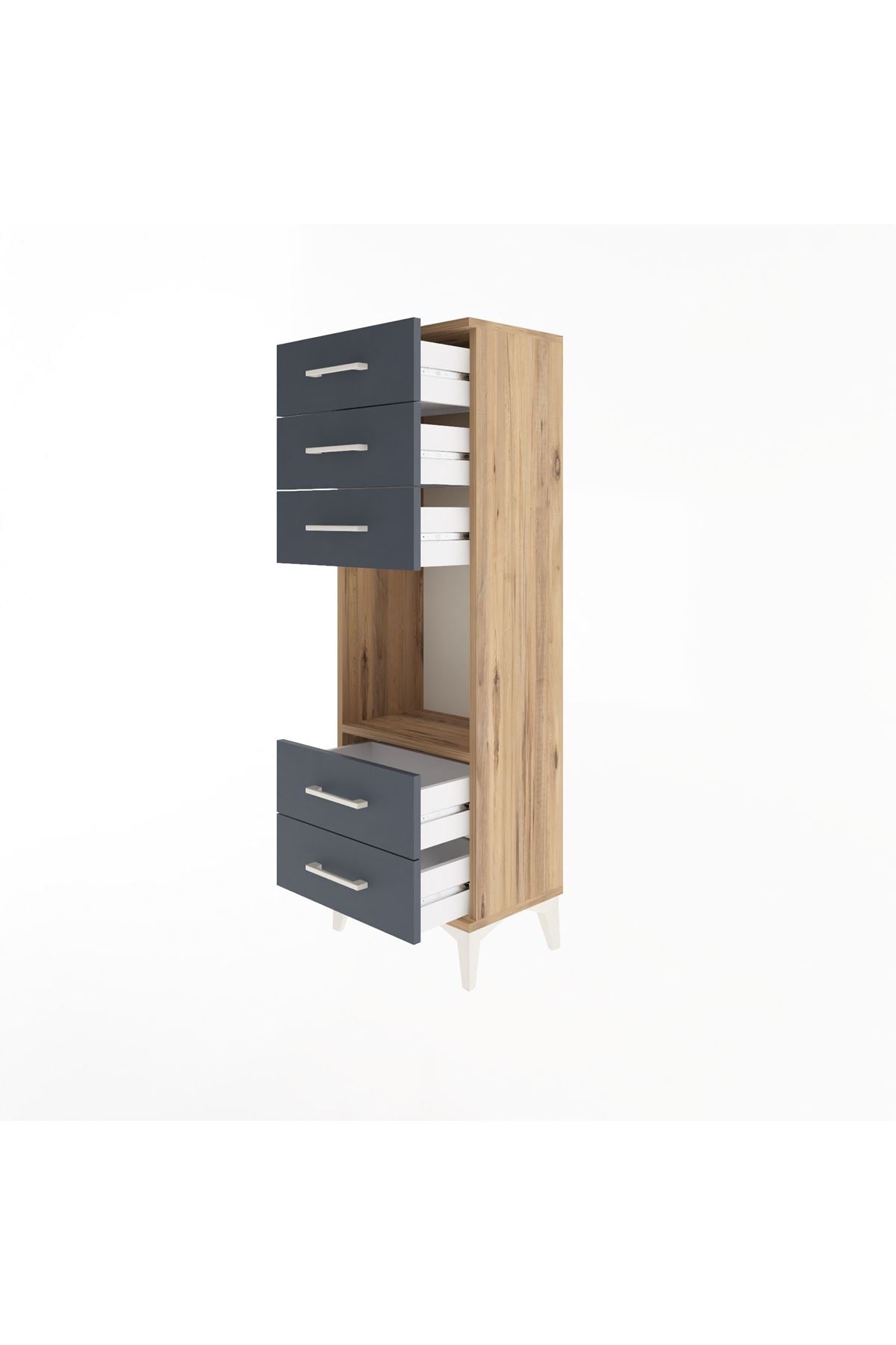 Arges Dolap Tek Raflı 5 Çekmeceli 44x30x134 - S16M079V8A