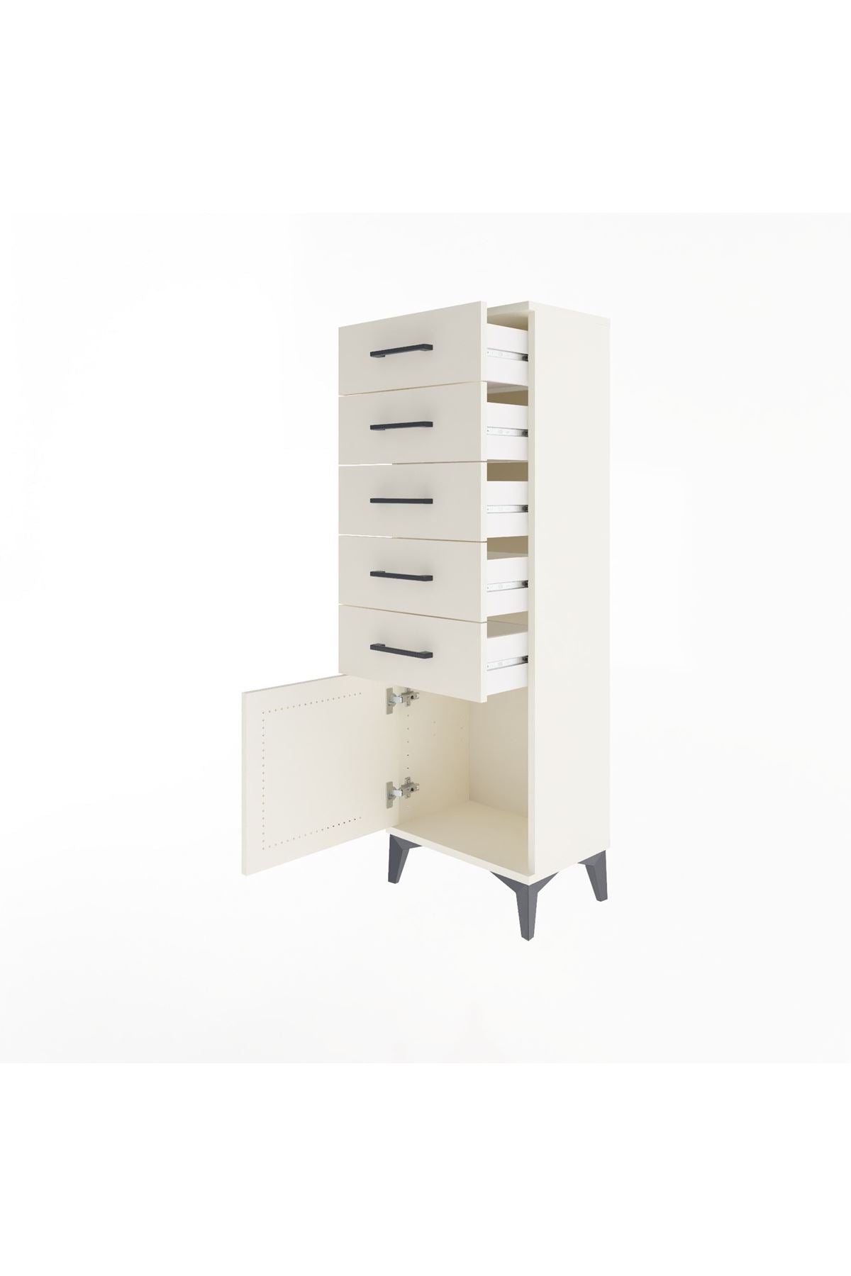 Arges Dolap 5 Çekmeceli Tek Kapaklı 44x30x134 - S16M080V1A