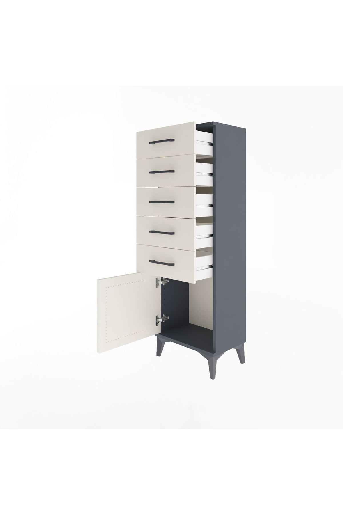 Arges Dolap 5 Çekmeceli Tek Kapaklı 44x30x134 - S16M080V4A