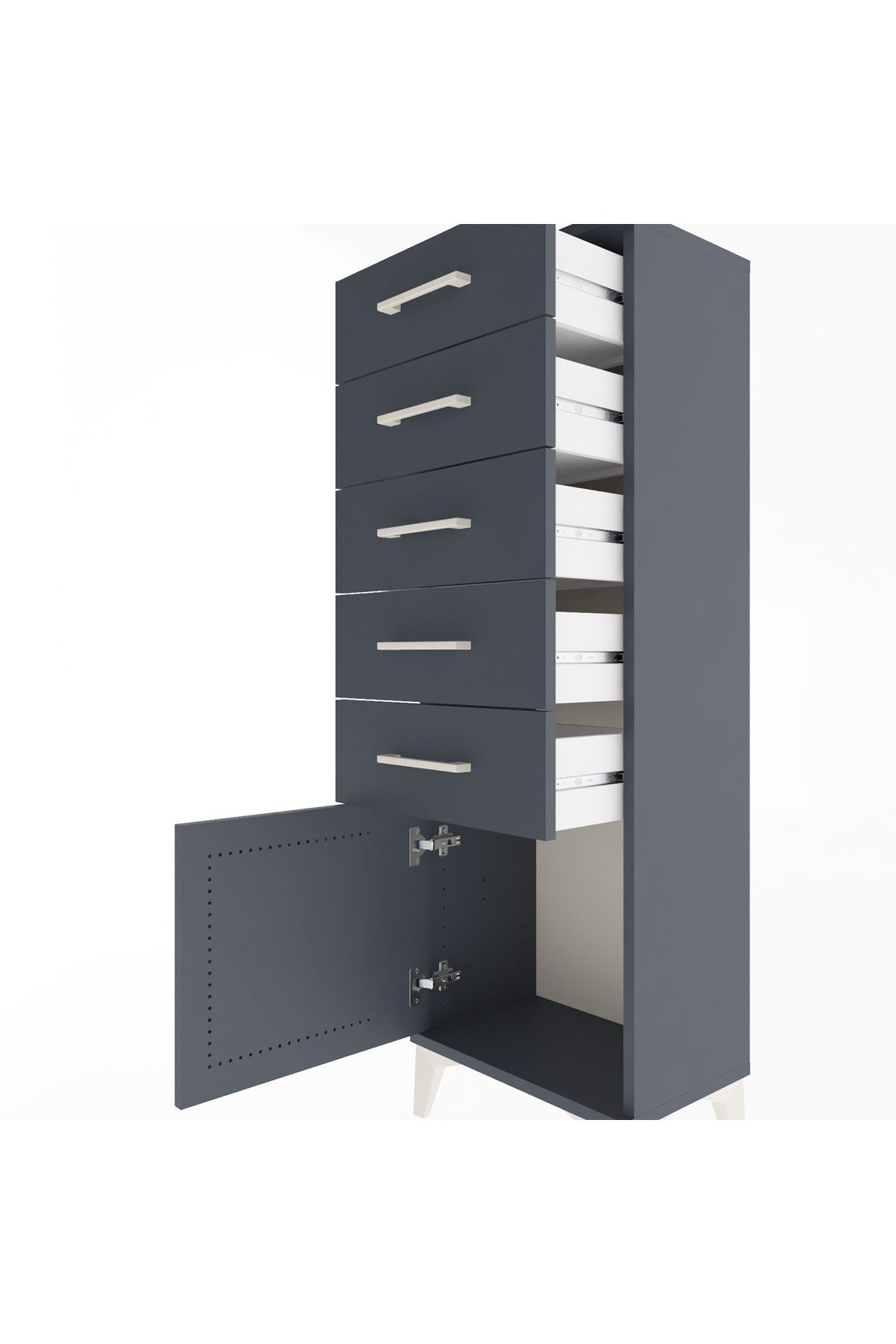 Arges Dolap 5 Çekmeceli Tek Kapaklı 44x30x134 - S16M080V5A