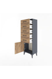 Arges Dolap 5 Çekmeceli Tek Kapaklı 44x30x134 - S16M080V6A