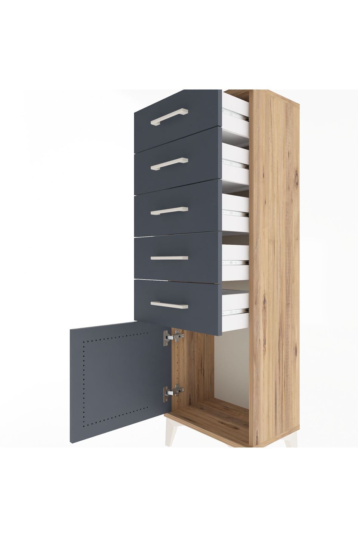 Arges Dolap 5 Çekmeceli Tek Kapaklı 44x30x134 - S16M080V8A