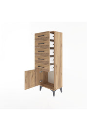 Arges Dolap 5 Çekmeceli Tek Kapaklı 44x30x134 - S16M080V9A