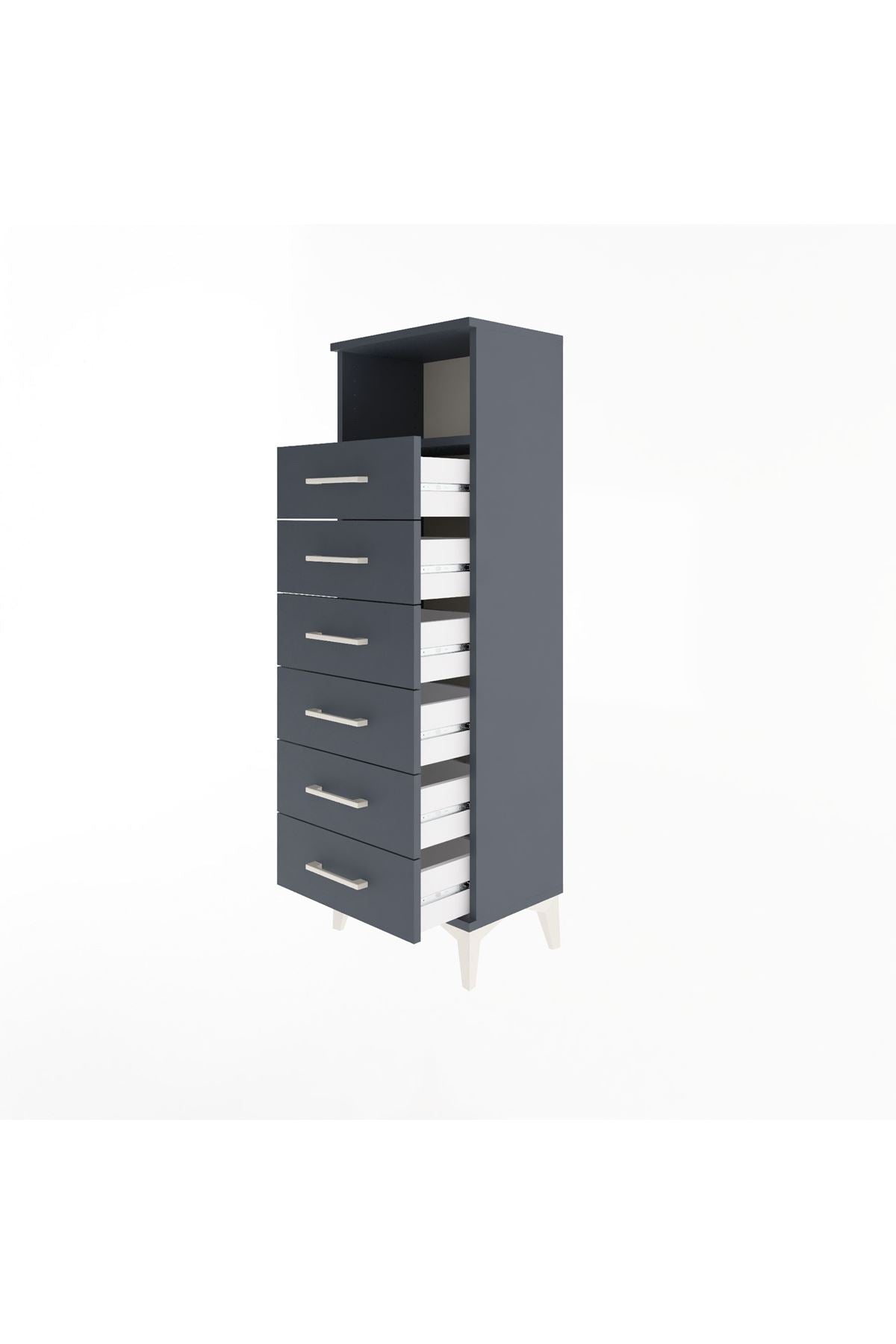 Arges Dolap Tek Raflı 6 Çekmeceli 44x30x134 - S16M082V5A
