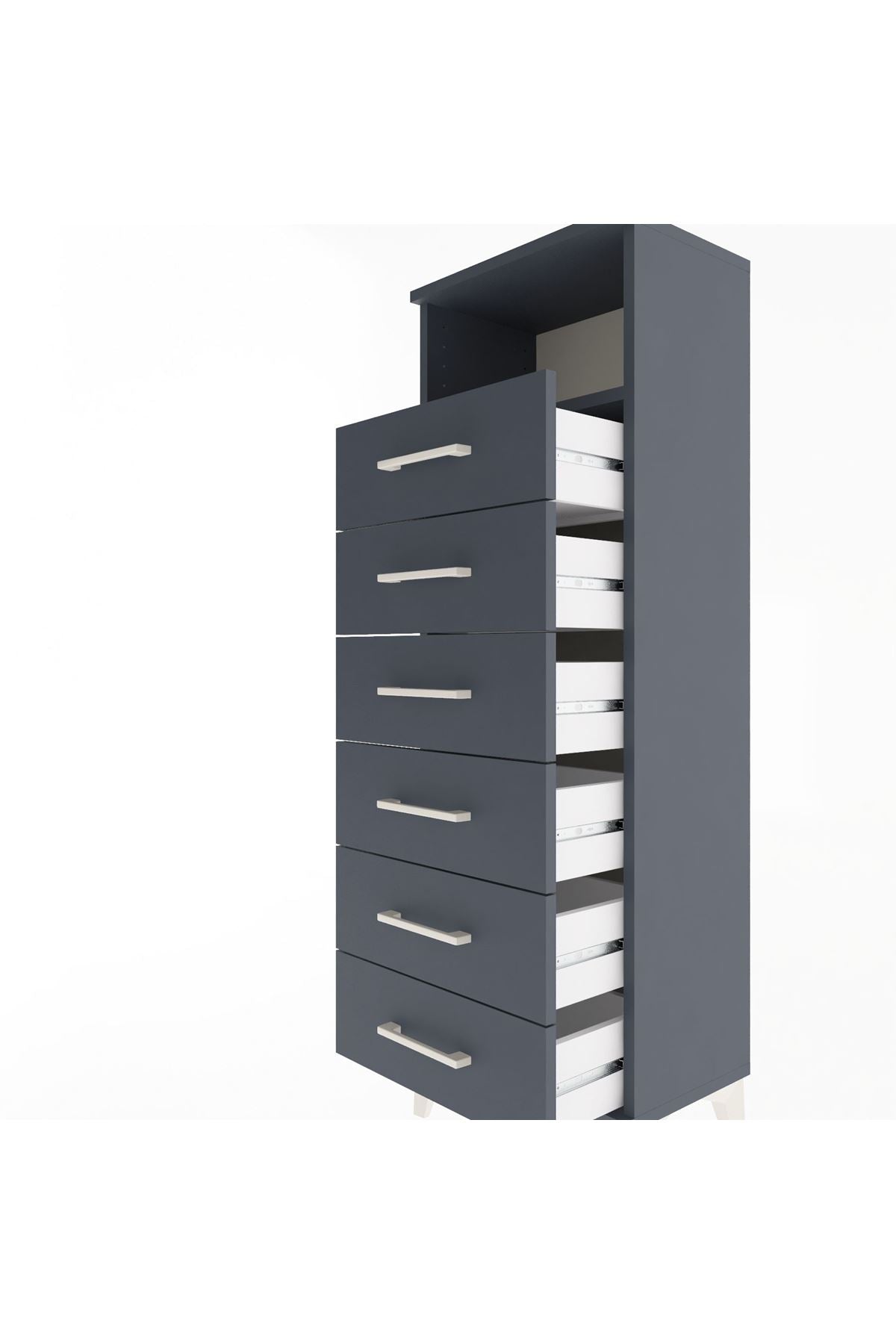 Arges Dolap Tek Raflı 6 Çekmeceli 44x30x134 - S16M082V5A