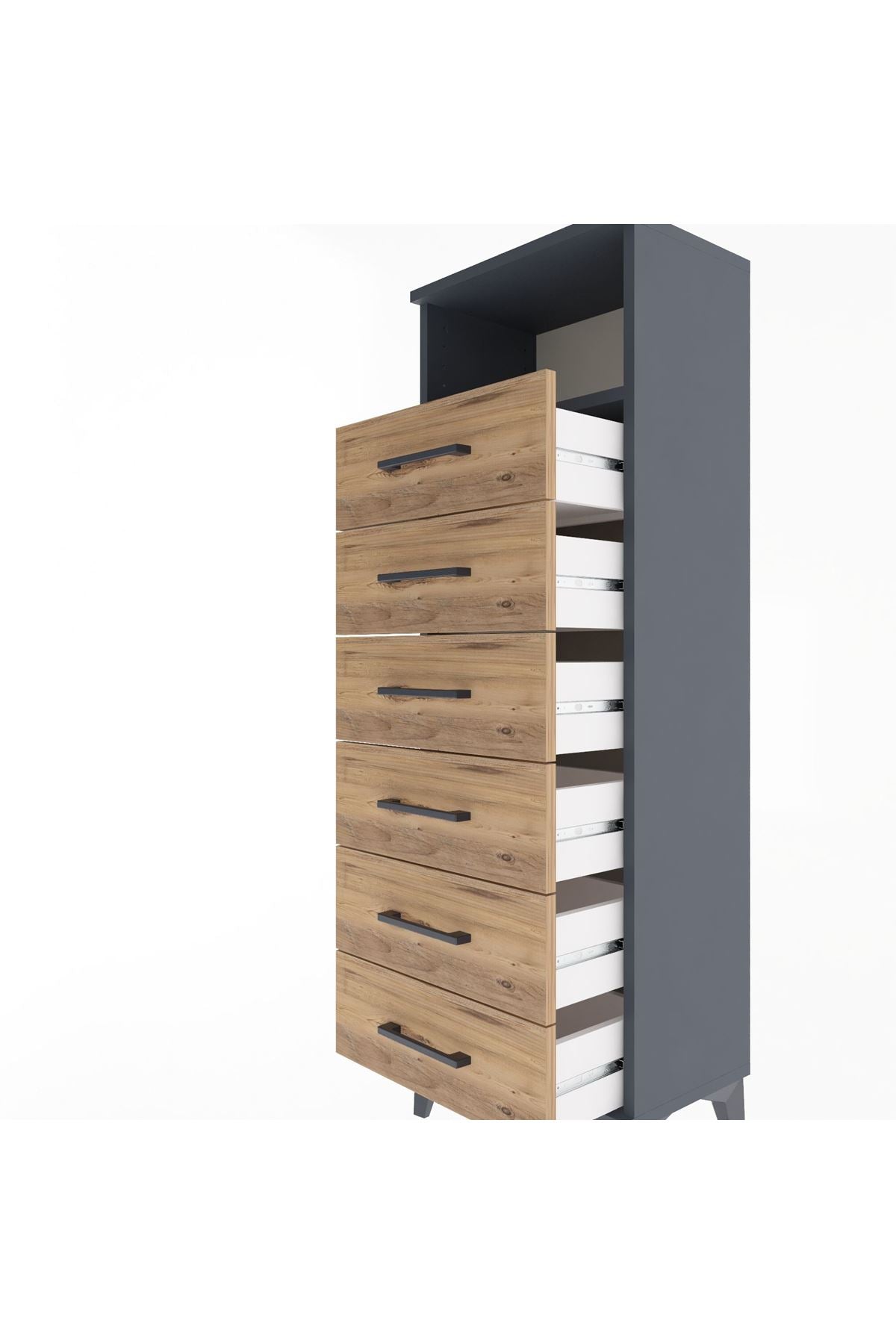 Arges Dolap Tek Raflı 6 Çekmeceli 44x30x134 - S16M082V6A