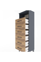 Arges Dolap Tek Raflı 6 Çekmeceli 44x30x134 - S16M082V6A