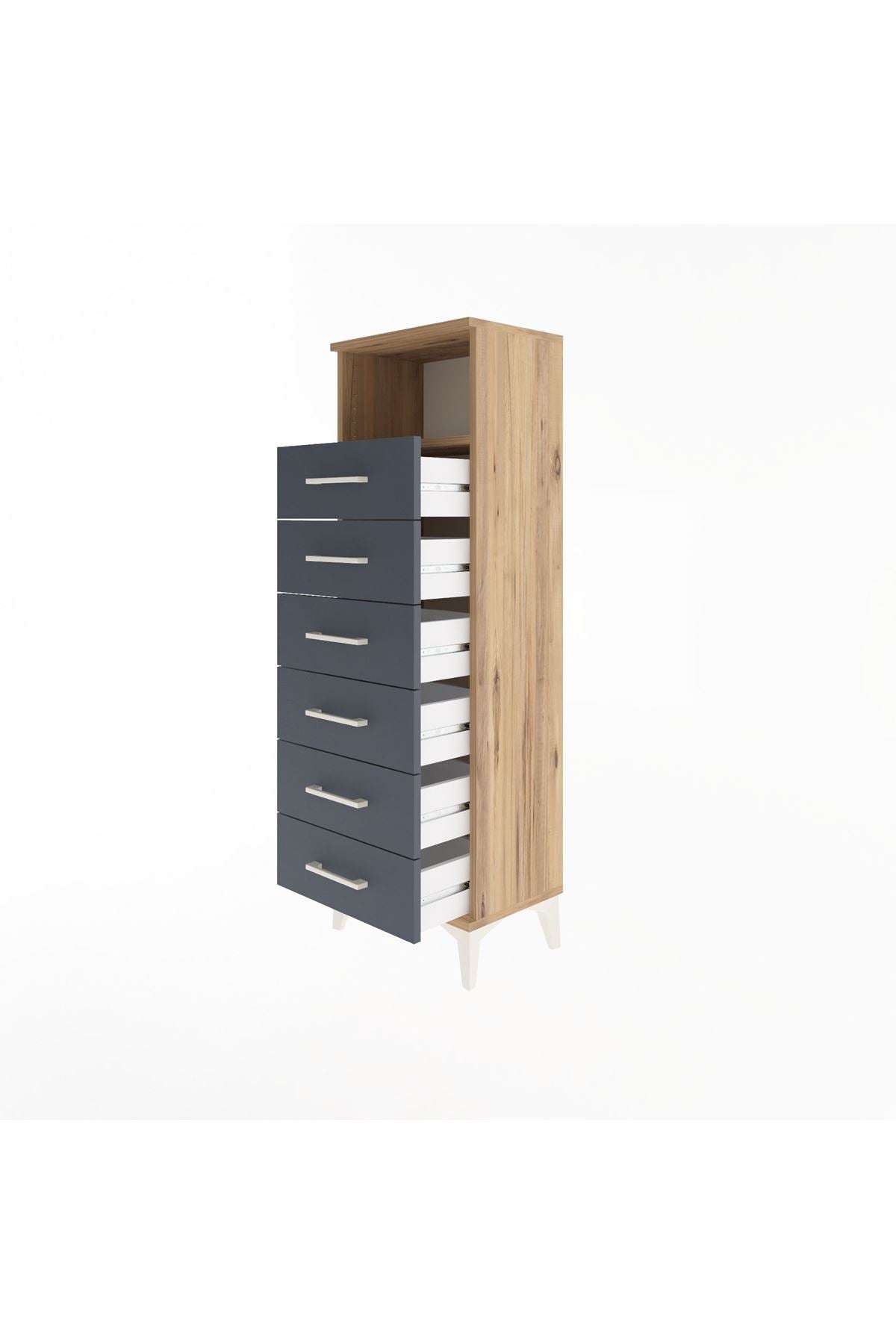 Arges Dolap Tek Raflı 6 Çekmeceli 44x30x134 - S16M082V8A