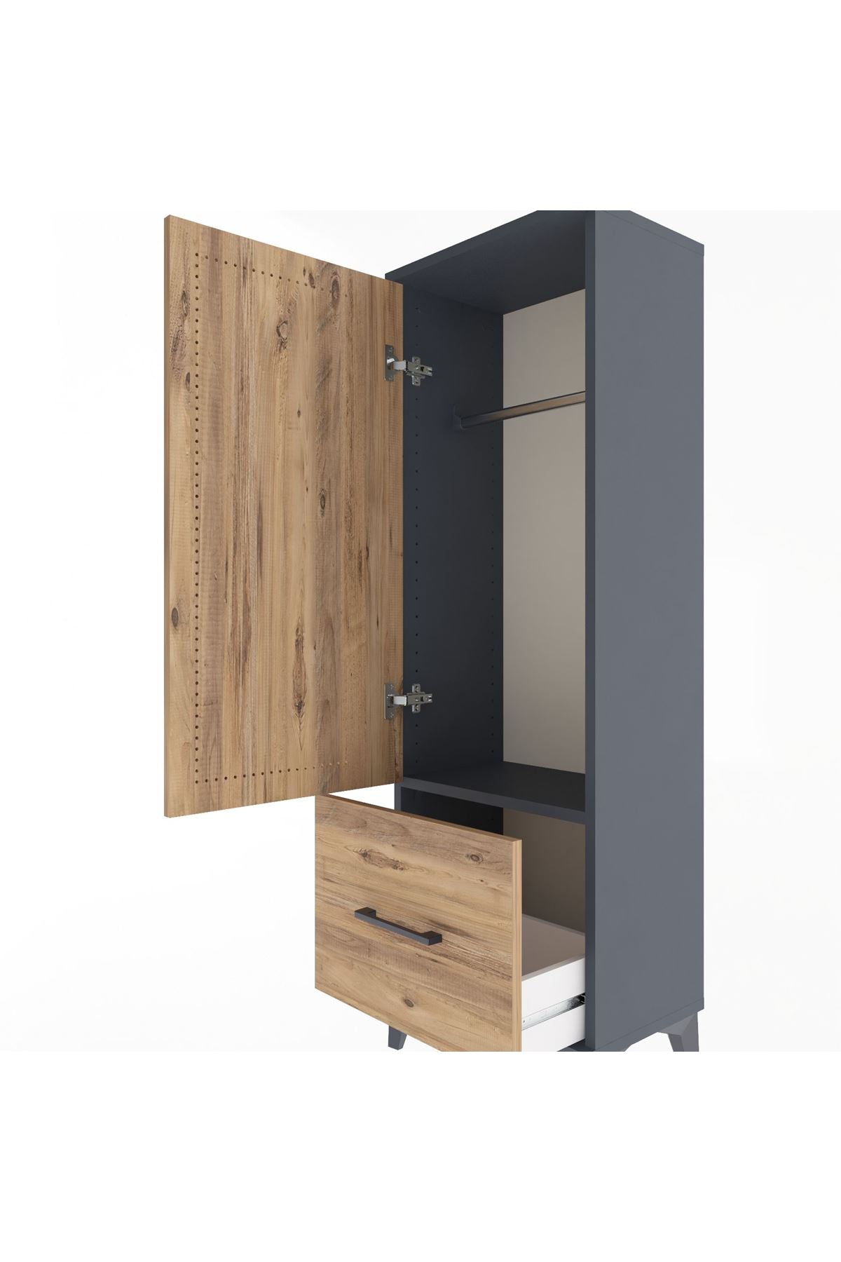 Arges Dolap Tek Raflı Tek Çekmeceli Tek Askılı 44x30x134 - S16M086V6A