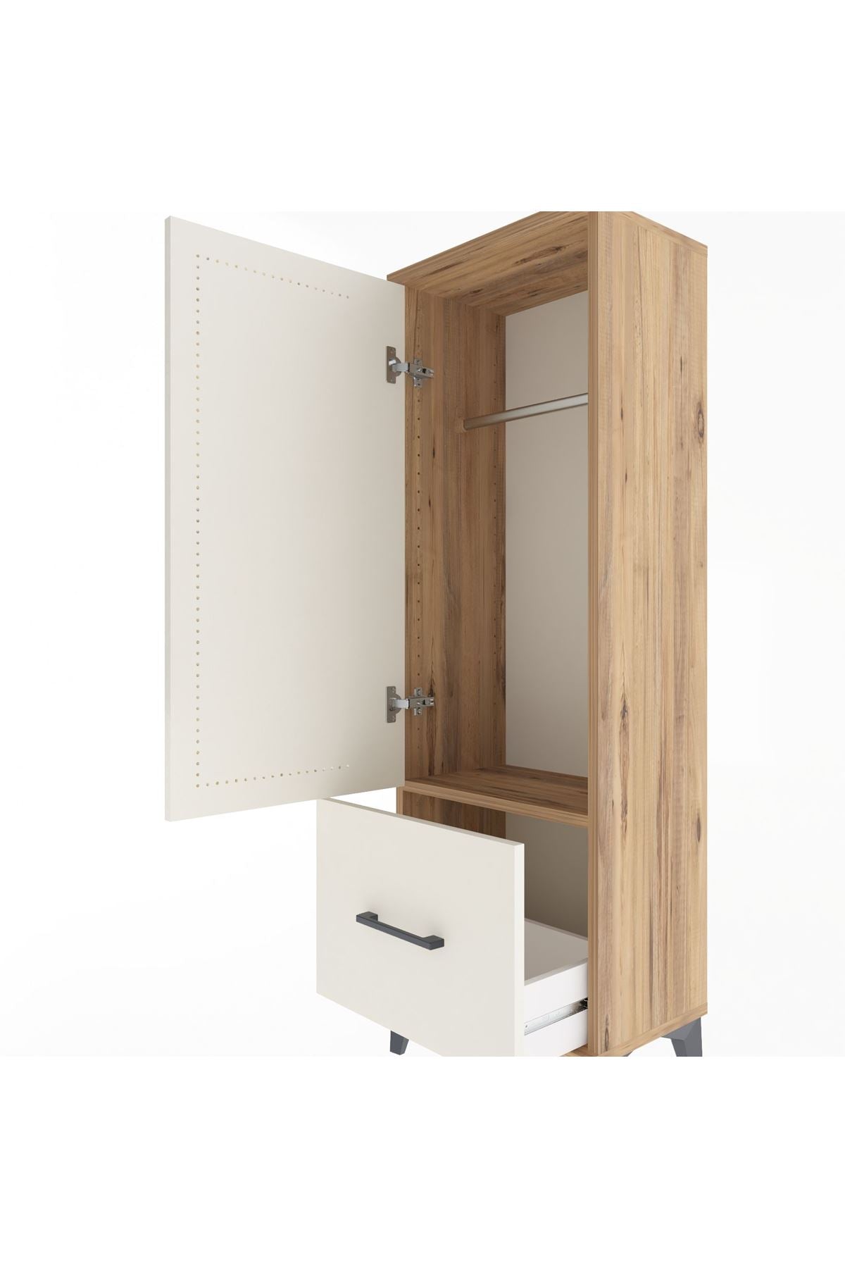 Arges Dolap Tek Raflı Tek Çekmeceli Tek Askılı 44x30x134 - S16M086V7A